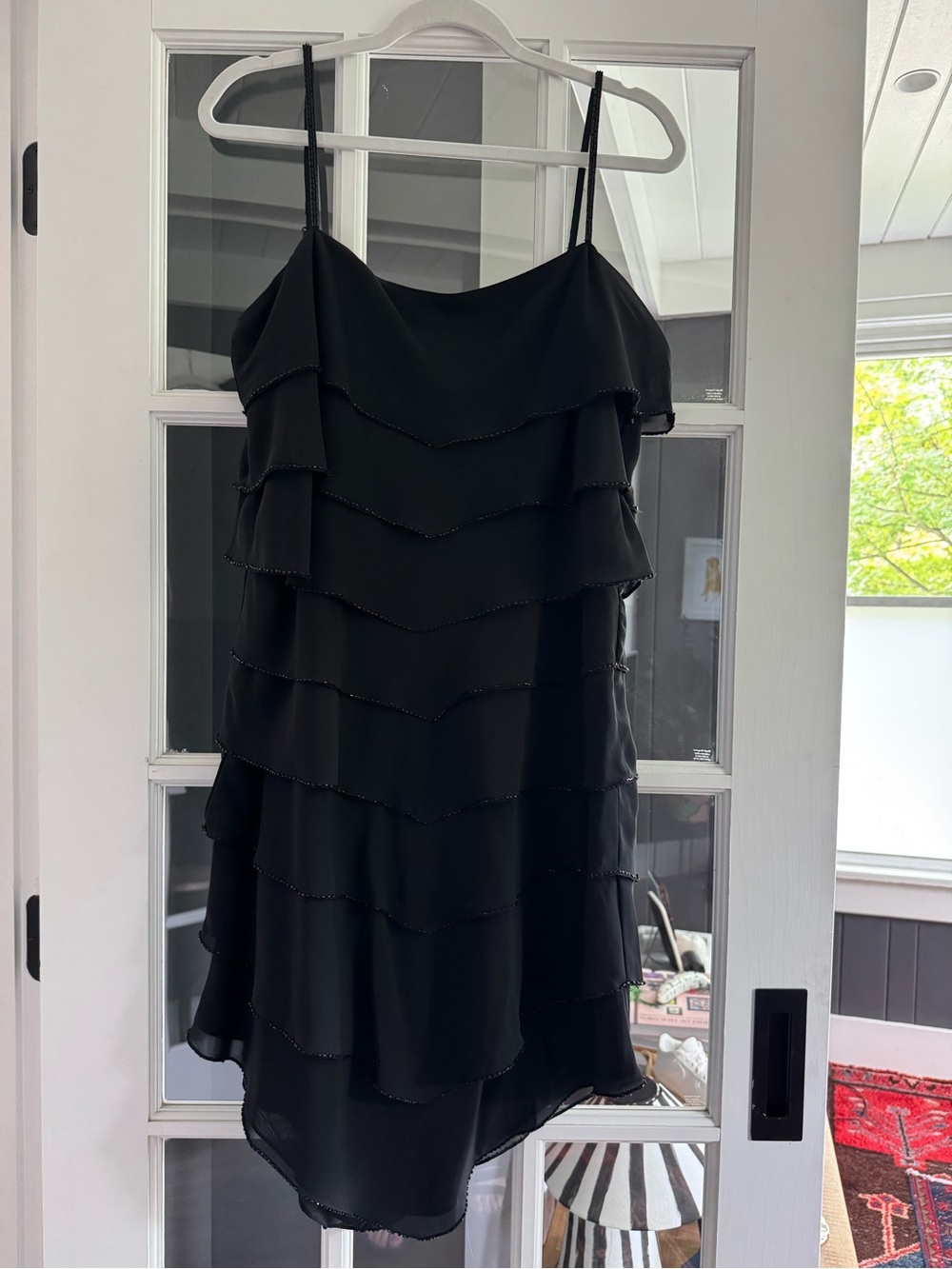 Eva Blue Black Tiered Ruffle Slip Dress - Women